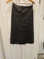 Trussardi Damen Midi Leder Rock Schwarz Gr.S