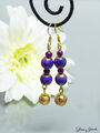 Glass Jewels Tolle Ohrringe Ohrhänger Gold Glas Perlen Violett Lila Orient #D004