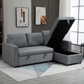 HOMCOM Ecksofa mit Schlaffunktion Stauraum Schlafsofa mit Chaiselongue L-Form