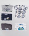 T-Shirts Gr. 74 – Print, Palmen, Dinos, blau, grau, Set, Pack