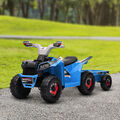 HOMCOM Kinderquad Kinder Elektro-Quad, 6V Elektroauto mit Anhänger Metall Blau