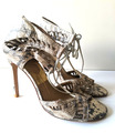 DOLCE VITA Sandalen Leder 37.5 BEIGE GRAU GOLD Schlangenhaut Absatz High Heels