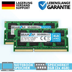 8GB DDR3 RAM Dual-Channel SO-DIMM PC3-8500S 2Rx8 1066 MHz CL7 Notebook (2x 4GB)