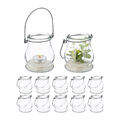 Windlicht mit Henkel Teelichthalter Glas 12er Set Kerzenhalter Deko Hängeglas