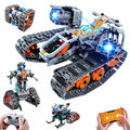 Technik Ferngesteuert Bauspielzeug mit LED Licht 4 in 1 RC Roboter Tracked Racer