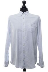 GANT The Oxford Banker Langarm Hemd L KW41/42 blau gestreift Button-Down ÄL:66cm