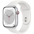 Apple Watch Series 8 Sportarmband 45mm Aluminium GPS + 4G Smartwatch silber/weiß