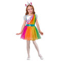 EINHORN KOSTÜM & Haarreif KINDER Karneval Fasching Unicorn Kleid Mädchen  # 0756