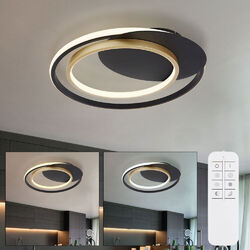 LED Decken Leuchte gold schwarz Wohn Ess Zimmer Ring Lampe Fernbedienung DIMMBAR