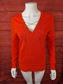 Michael Kors Strickpullover orange gold V-Ausschnitt Kette Ösen Relaxed Gr. S