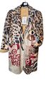 Wildlederoptik Mantel Print Blazer Longjacke 36 38 40 Ital. Mode