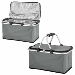 2er Set Thermo Einkaufskorb 30l Kühltasche Faltbar Einkaufstasche Kühlkorb Grau