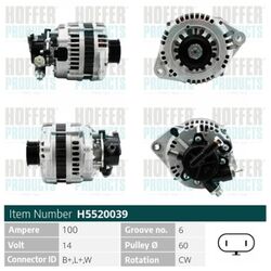 HOFFER Lichtmaschine Generator Lima H5520039 für OPEL ASTRA T98 CORSA X01 COMBO