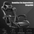 Gamingstuhl Racing Sessel mit Fußstütze Kissen Kopfstütze Drehbar Gaming Chair