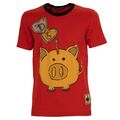 DOLCE & GABBANA Baumwolle T-Shirt Spardose Geld Schwein Logo Patch Weiß 12559