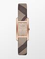 Burberry Heritage Rectangle Rosegold & Grau gemustertes Armband Damenuhr BU9510