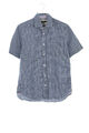 Marc O´Polo checked shortsleeve shirt Logo-Stitching S navy blue Regular Fit