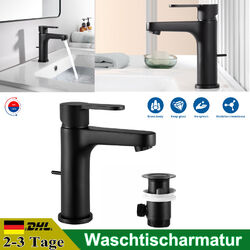 Waschtischarmatur Wasserhahn Einhebel Mischbatterie mit Zugstange Waschbecken