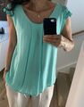 Bluse Shirt Kurzarm Türkis Spitze NEU 36 38