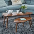 Couchtisch FineBuy Wohnzimmertisch 2er Set Nierenform Holz Beistelltisch Braun