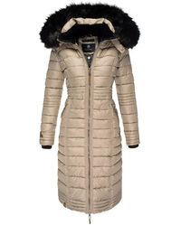 Navahoo Damen Winterjacke Steppmantel Parka Winter Stepp Jacke Kapuze UmaY Taupe