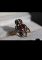 Art Deco Ring/Diamantring mit Rubin Cabochon