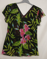 TRAUMHAFTES Wende Blusen Shirt Bunt Blumen von beiden Seiten tragbar Größe 44/46