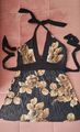 CHE Paris Top elegant S-M  scwarz gold geblumt Blumen 