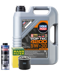 Motoröl 5W30 LIQUI MOLY Top Tec 4200 5L +MANN Ölfilter +Spülung