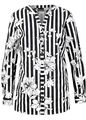 Longbluse bedruckt mit Blumenmuster Gr. 36 Schwarz Weiß Damen Langarm-Bluse Neu*