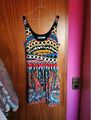 Desigual Rauten Paisley Tanktop Kleid Trägerkleid Bunt U Ausschnitt L Afrika