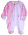 Strampler Baby Schlafanzug mit Reißverschluss Overall 50-104 Anzug Weiß Rosa 