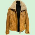 Damen Lederjacke mit Schnallenkragen v Mauritius Pilotenstil Gr.38 Cognac Jacke