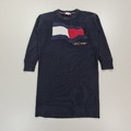 Tommy Hilfiger Damen Pullover Kleid Navy Blau Small Big Flag Logo Waffelstrick