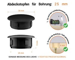 Abdeckstopfen Blindstopfen für Bohrungen Abdeckkappen Lochkappen Abdeckung⭐⭐⭐⭐⭐ 10 J.GARANTIE ✅ 3-30 mm Bohrloch ✅ 4 Farben  