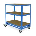 Kommissionierwagen/Etagenwagen, 3 Ebenen, blau, BxTxH 900x500x1030 mm,Trg 200 kg