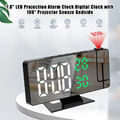 LED Wecker Mit+Projektion Digital Wecker Temperatur Dimmbar Tischuhr Alarm USB