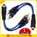 2 Stück Cinch Y-Kabel Y Adapter Subwooferkabel Verteiler RCA Chinch Car Hifi