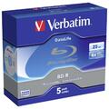 1x5 Verbatim BD-R Blu-Ray 25GB 6x Speed Datalife No-ID Jewel