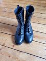 Stiefel Schnürstiefel Boots Biker 42 Leder Echtleder Stiefeletten schwarz