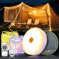 Camping Lichterkette Aufrollbar, Wasserdichte Tragbare LED Lichterkette 10m RGBW