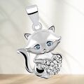 Katze mit Herz Anhänger Zirkonia 925 Sterling-Silber Damen Kette-Anhänger Kater