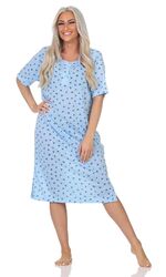 Damen Nachthemd Sleepshirt Nachtwäsche mit Muster, M L XL 2XL