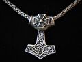 Kette Anhänger Thorhammer Thors Hammer Mjölnir Templer eisernes Kreuz 925 Silber