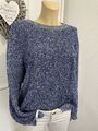 H&M Damen Strickpullover Pullover Warm Zopfmuster Blau Gr. L 40  #156#