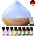 Aroma Diffusor Set für Ätherische Öle 500 ML, 8 x10 ML Ätherische Öle, Fern