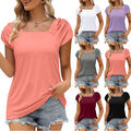 Damen Sommerbluse Mit Quadratischem Kragen T-Shirt Tunika Pullover Tops ①