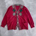 Strickjacke Vintage Pullover 100% Wolle Made IN Italy Rot Men - Größe XL 90's