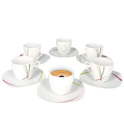 6er Set Espressotasse 11cl mit Untertasse Fashion Mokkatasse Geschirr Porzellan