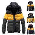 Herren Winter Dick Warm Gepolsterte Jacke mit Faux Pelz Kapuze Ski Overcoat